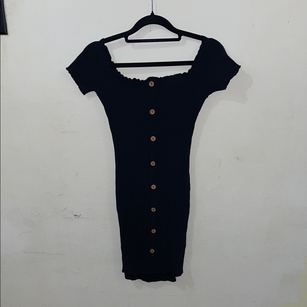 Elegant Black Button-Down Dress
